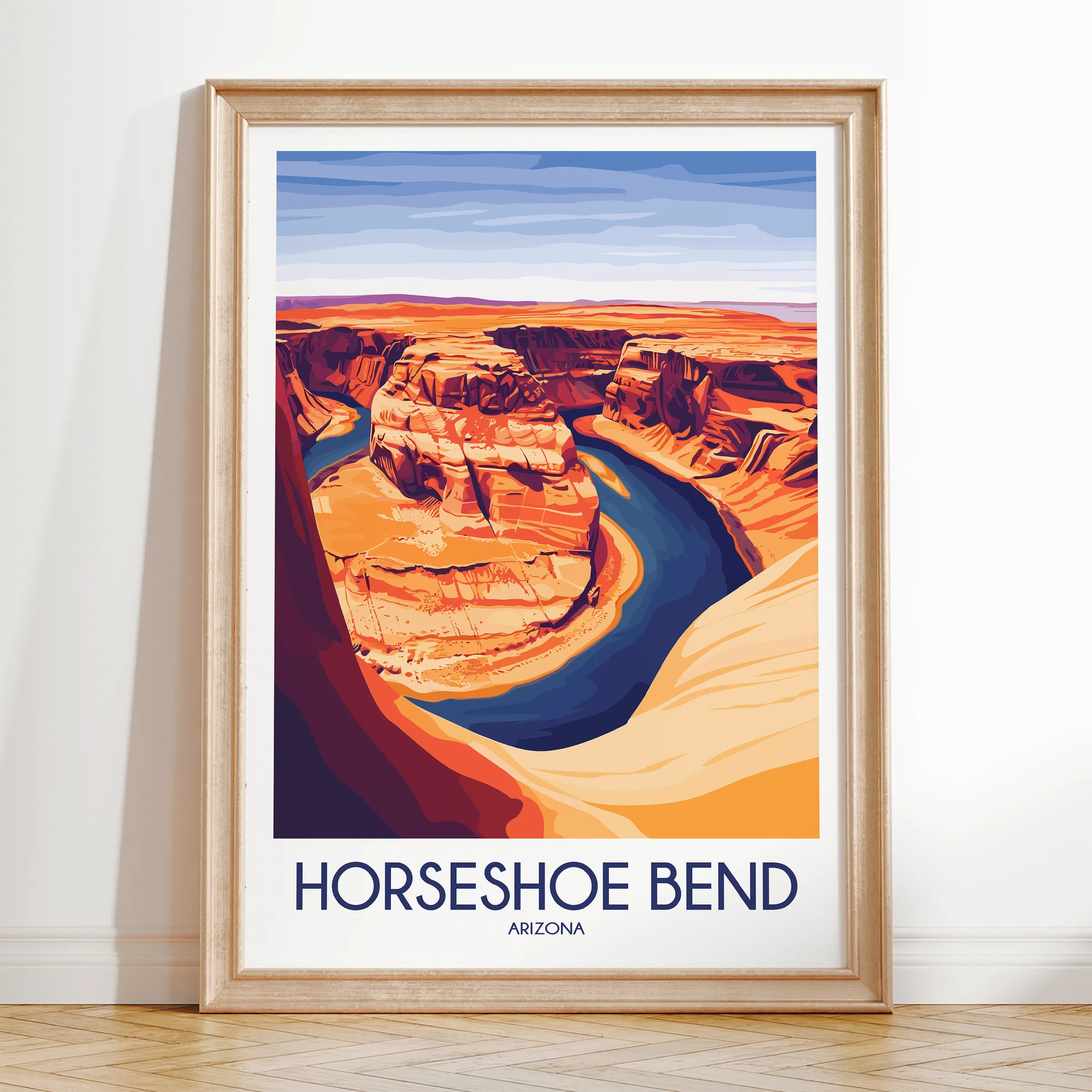 Horseshoe Bend Retro Travel Illustration