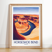 Horseshoe Bend Retro Travel Illustration