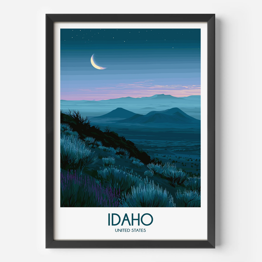 Idaho Retro Travel Illustration