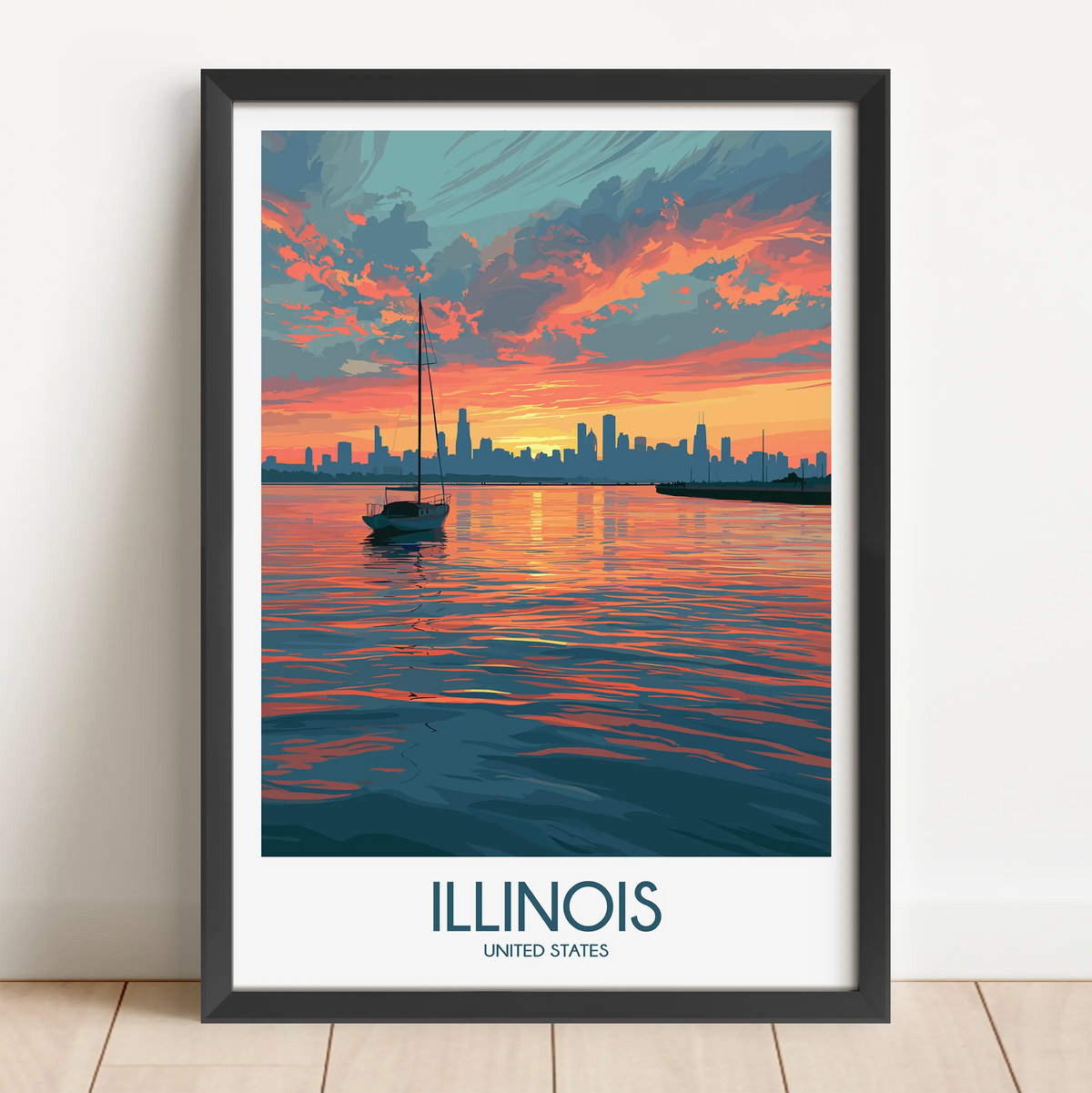 Illinois Modern Travel Poster