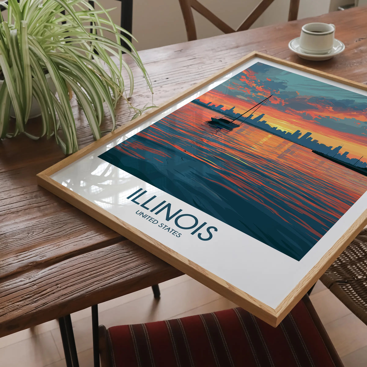 Illinois Retro Travel Illustration