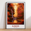 Illinois Retro Travel Illustration