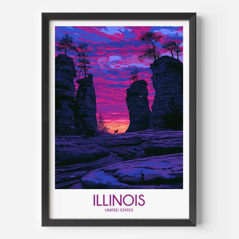 Illinois Souvenir Poster Print