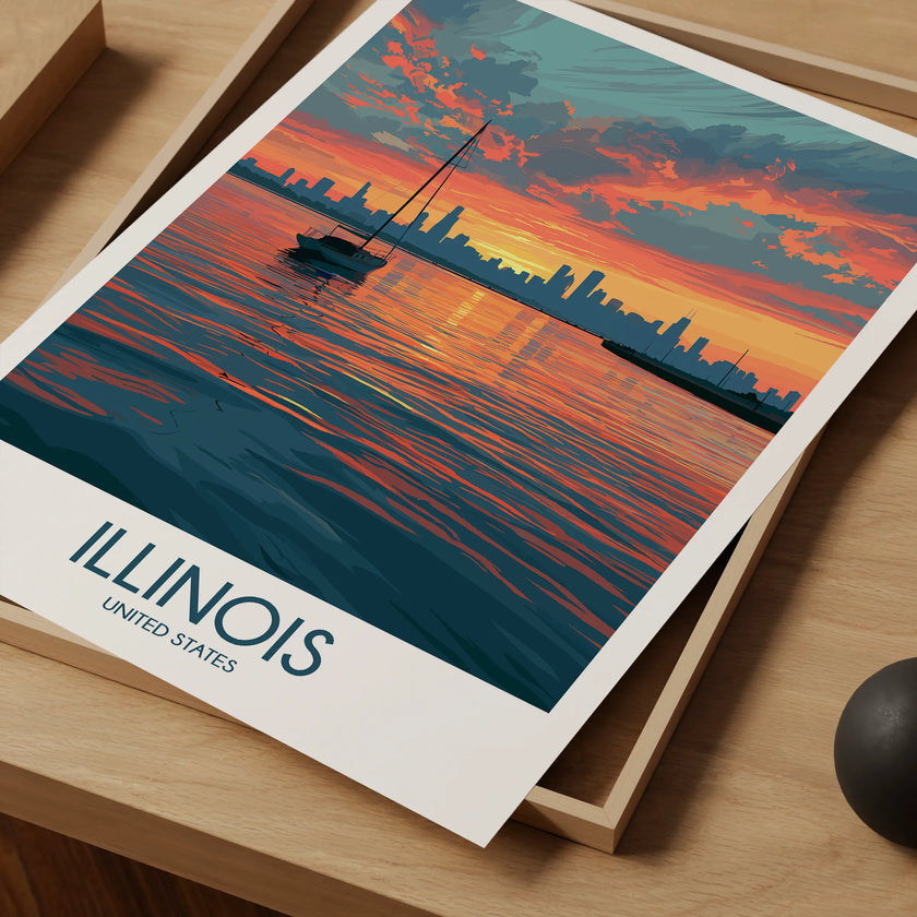 Illinois Vintage Style Print