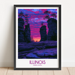 Illinois Vintage Style Print
