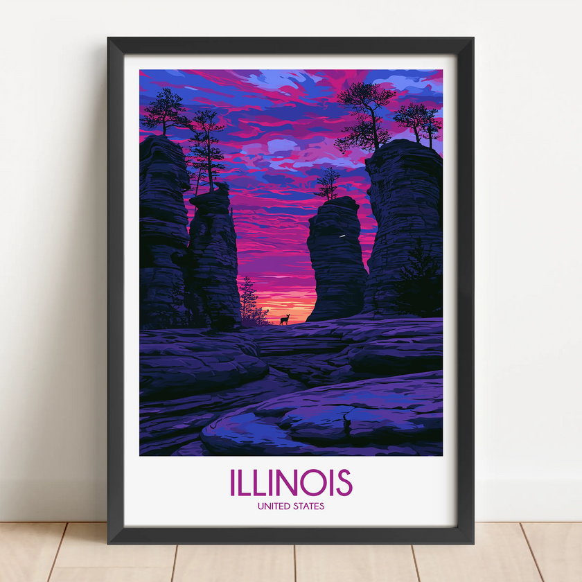 Illinois Vintage Style Print