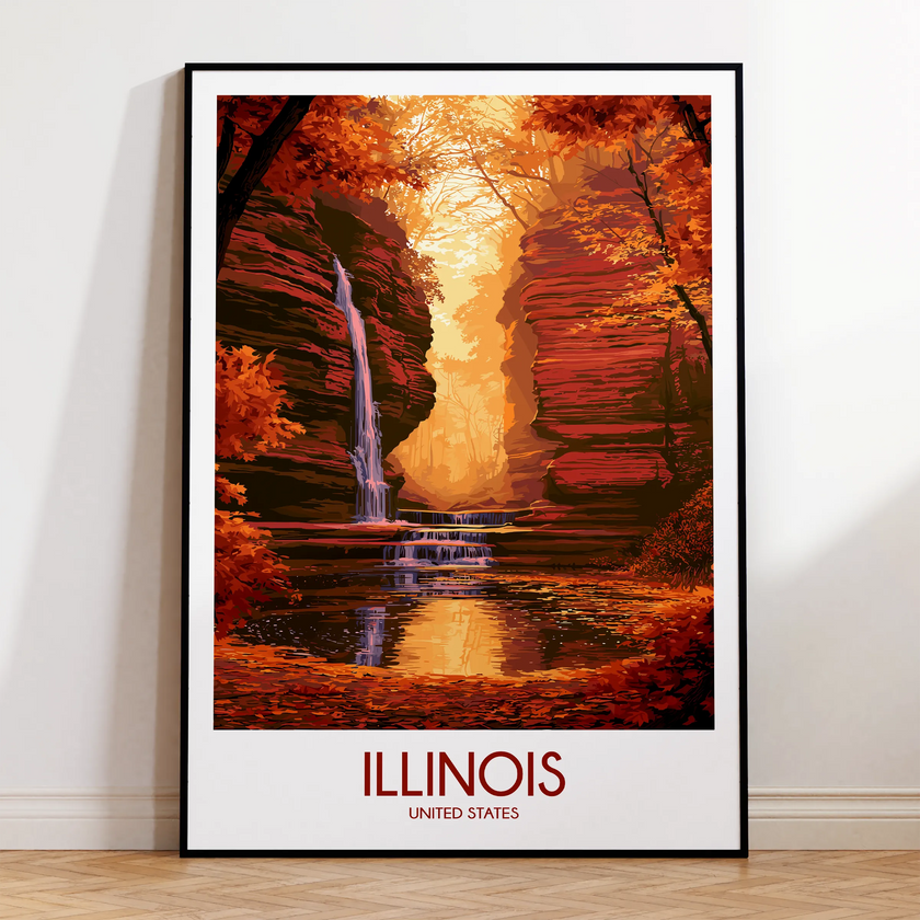 Illinois Vintage Style Print