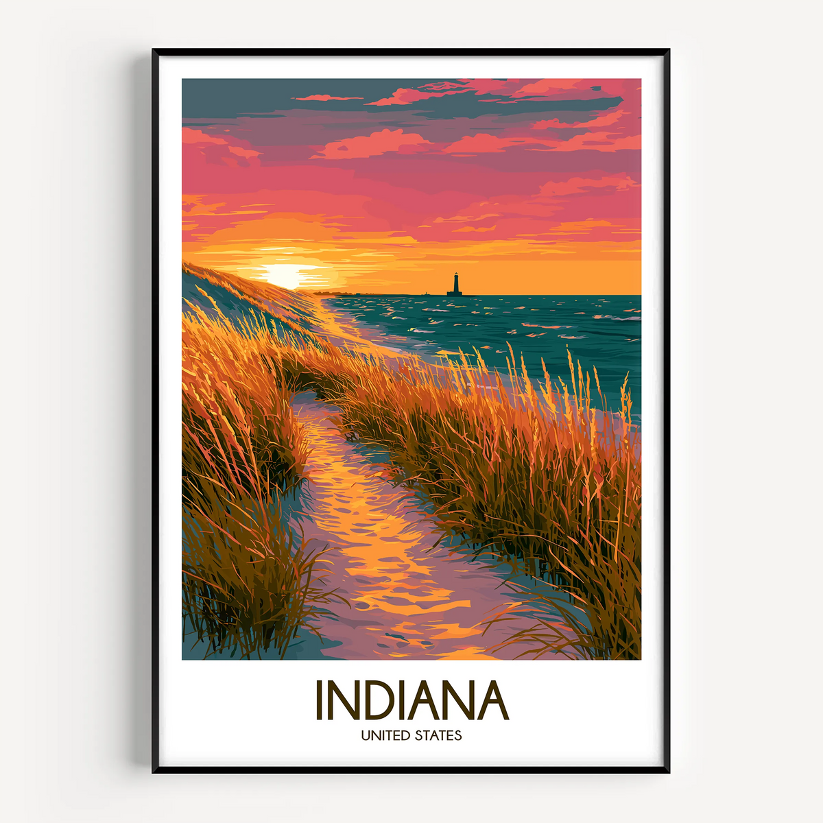 Indiana Modern Travel Poster