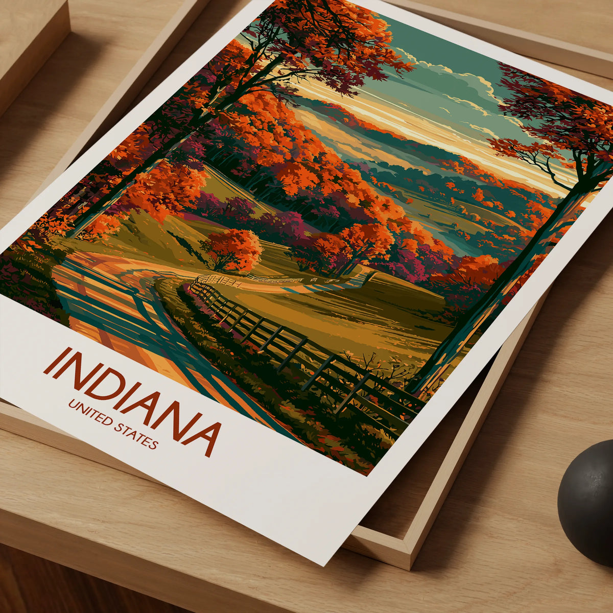 Indiana Retro Travel Illustration