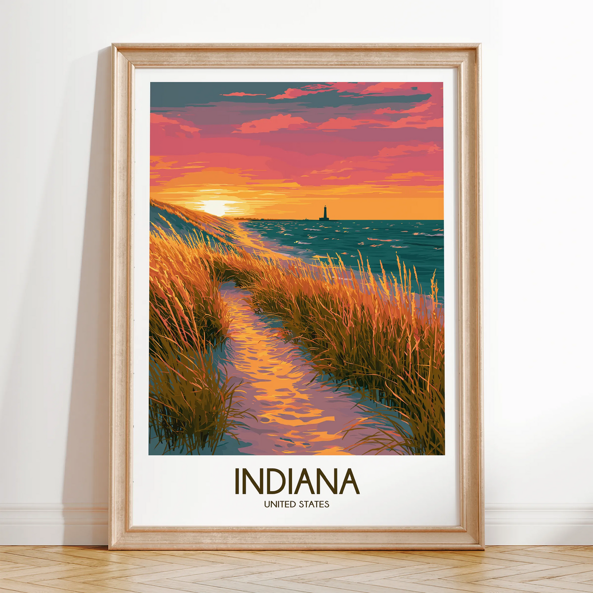 Indiana Retro Travel Illustration