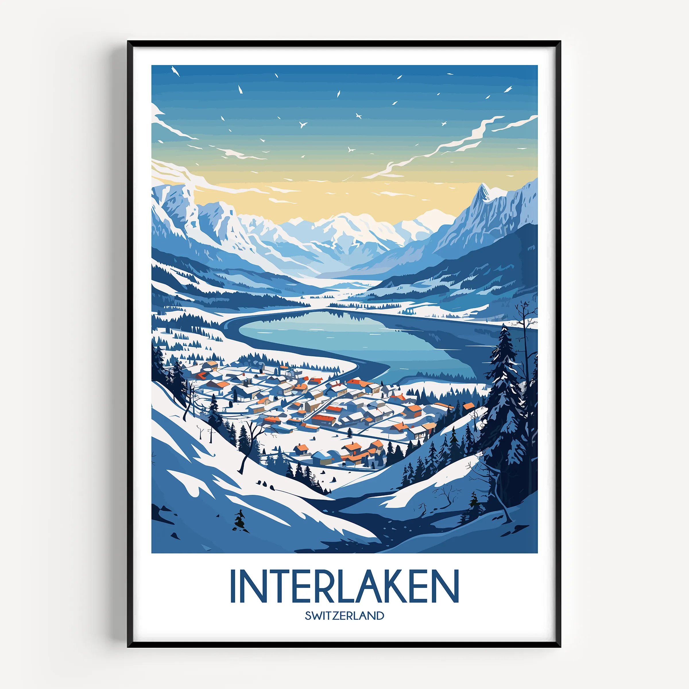 Interlaken Retro Travel Illustration