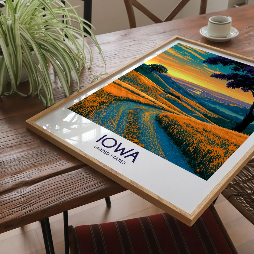 Iowa Retro Travel Illustration