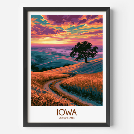 Iowa Retro Travel Illustration