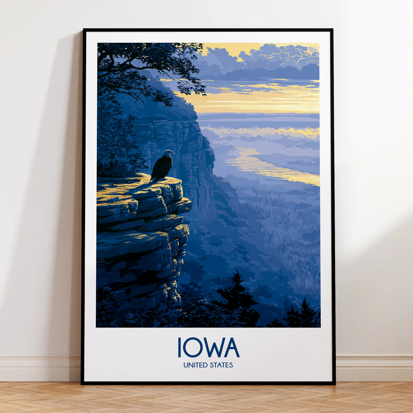 Iowa Retro Travel Illustration