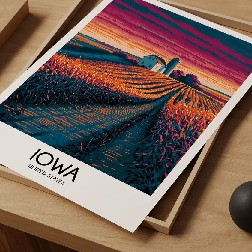 Iowa Vintage Style Print