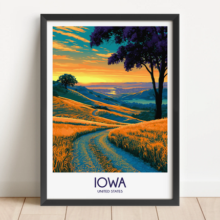 Iowa Vintage Style Print