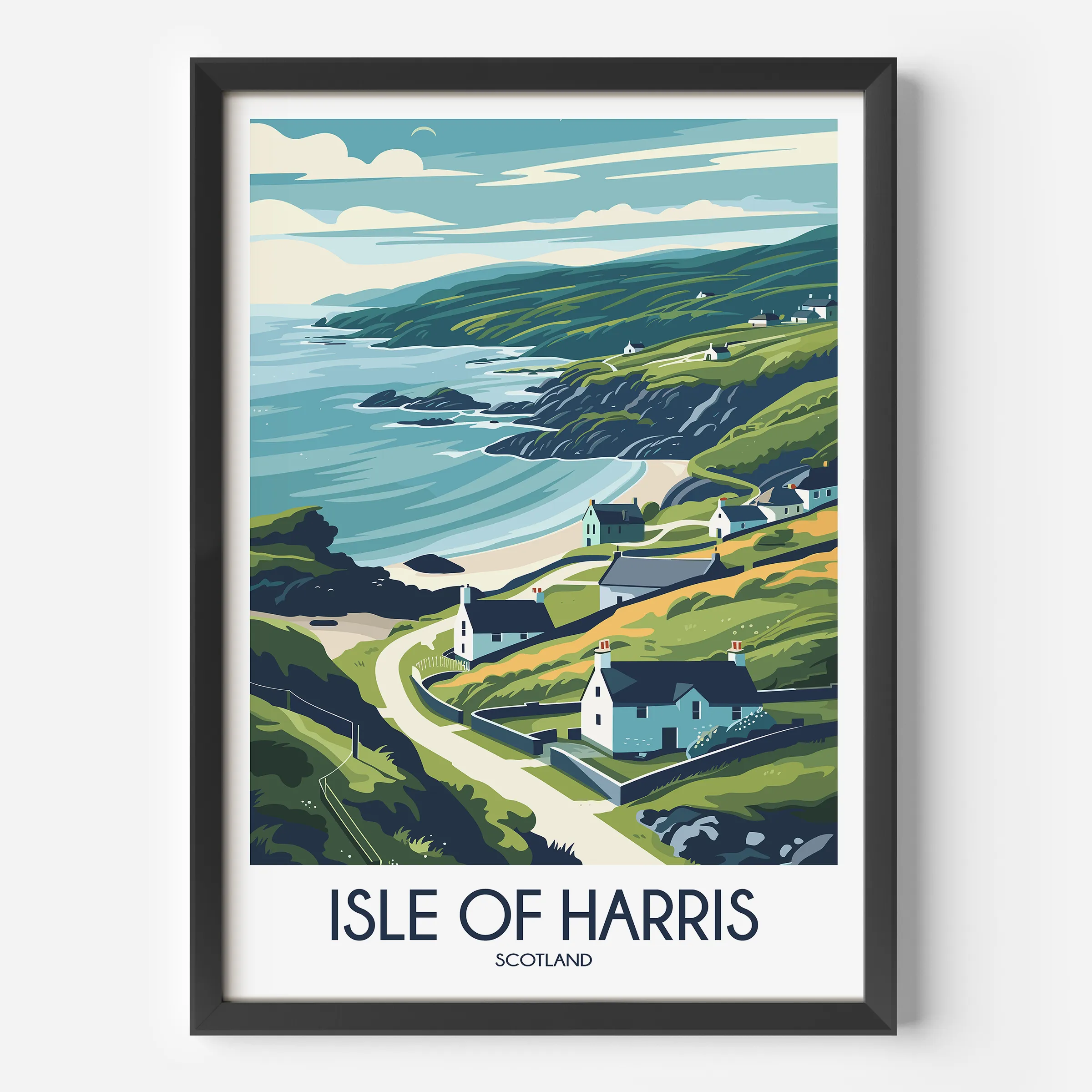 Isle Of Harris Retro Travel Illustration