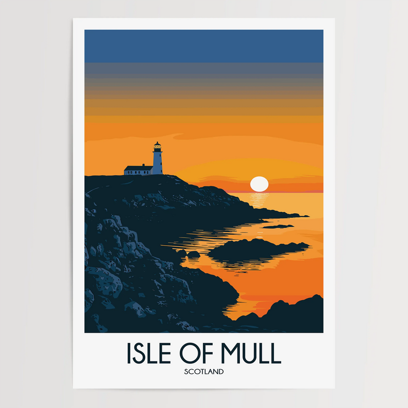 Isle Of Mull Retro Travel Illustration