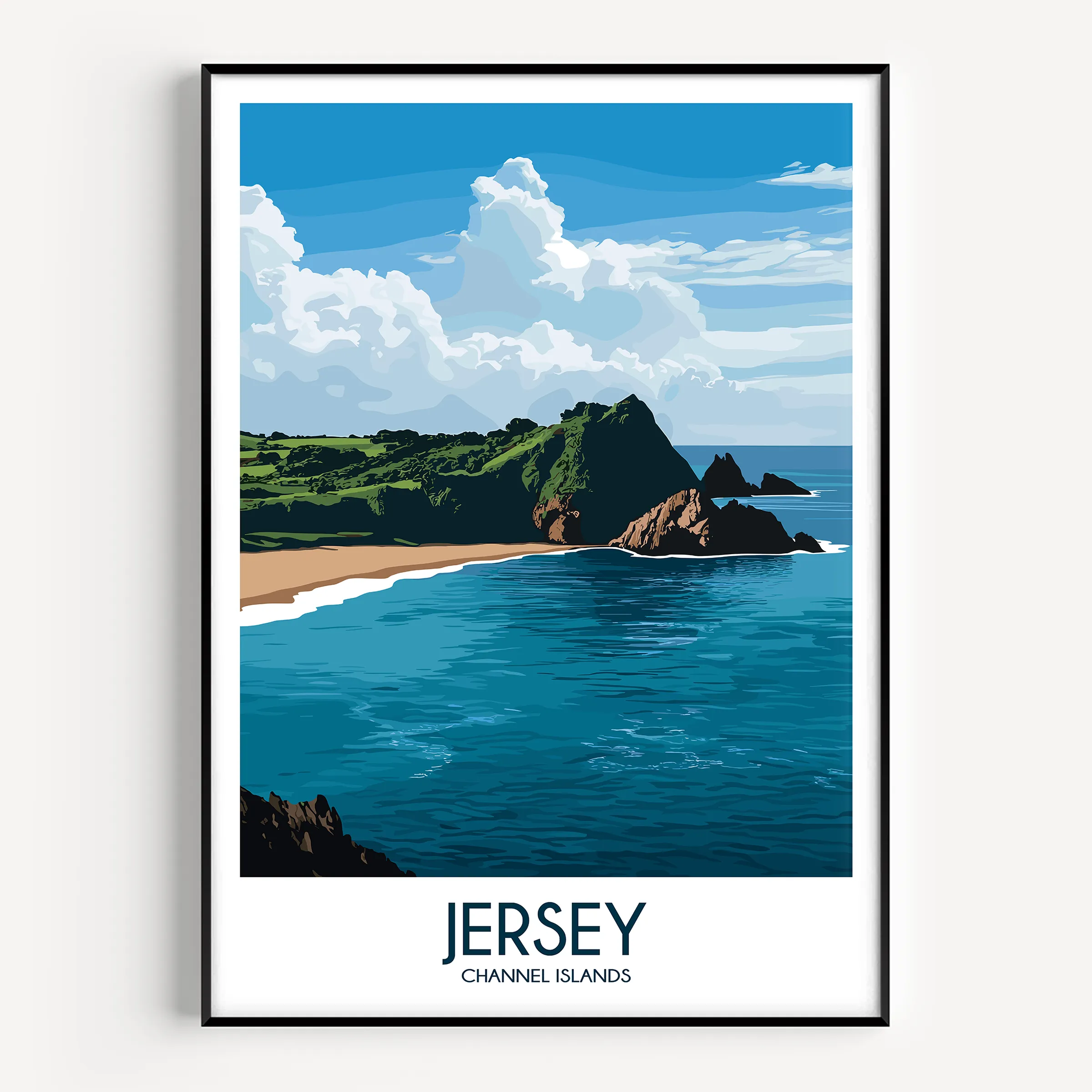 Jersey Retro Travel Illustration