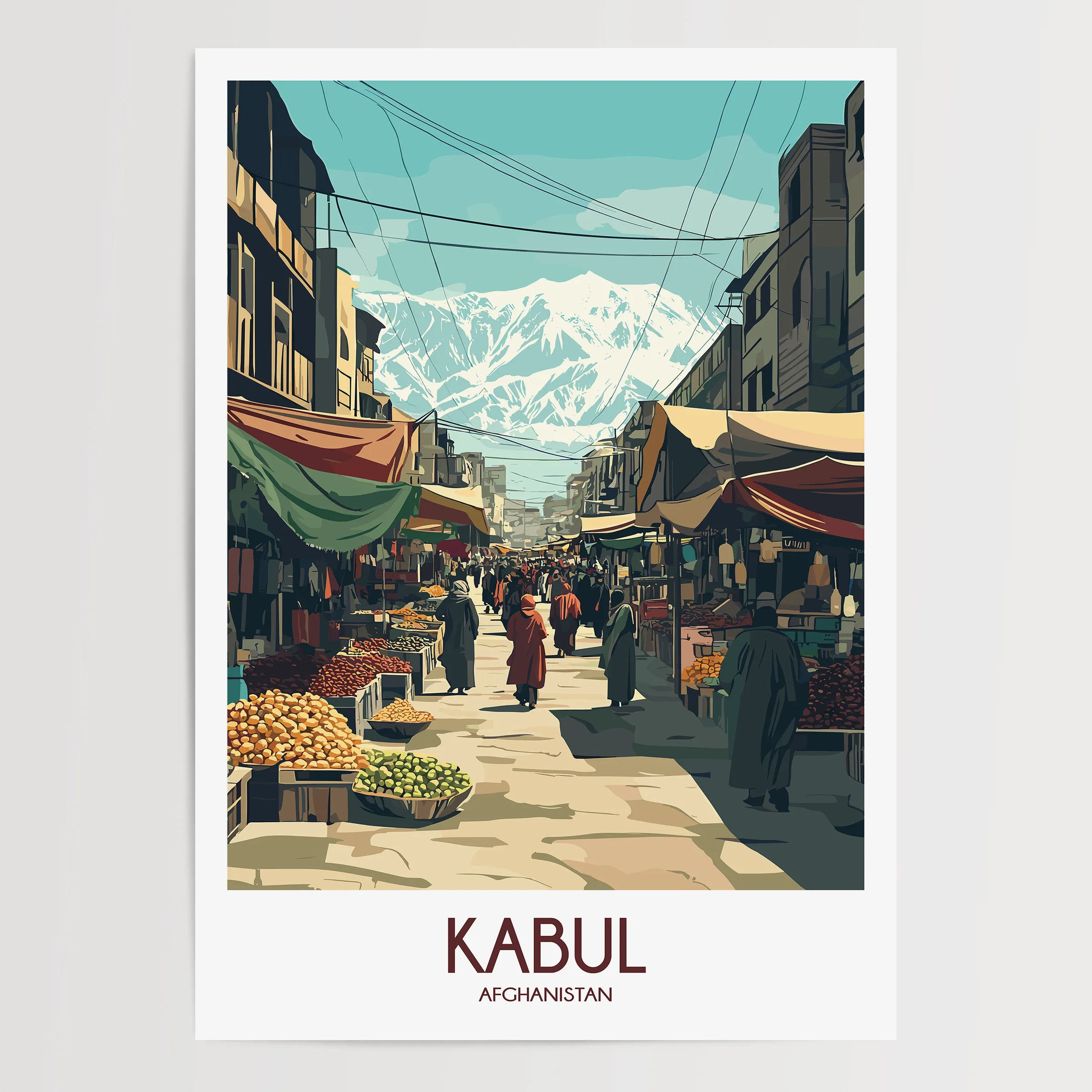 Kabul Retro Travel Illustration