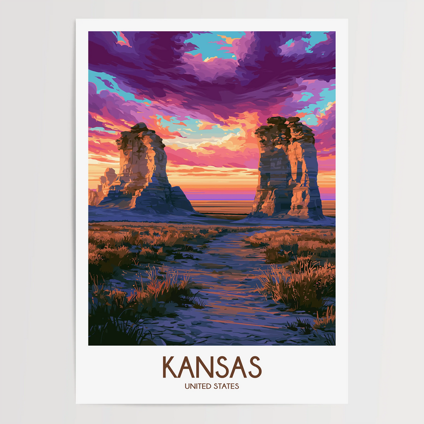 Kansas Retro Travel Illustration