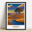 Kansas Vintage Style Print