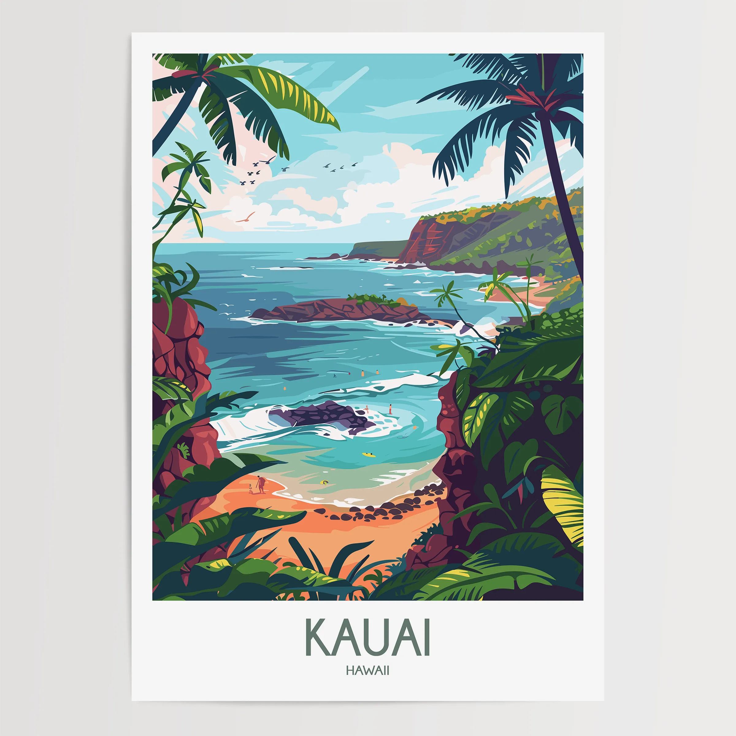 Kauai Modern Travel Poster