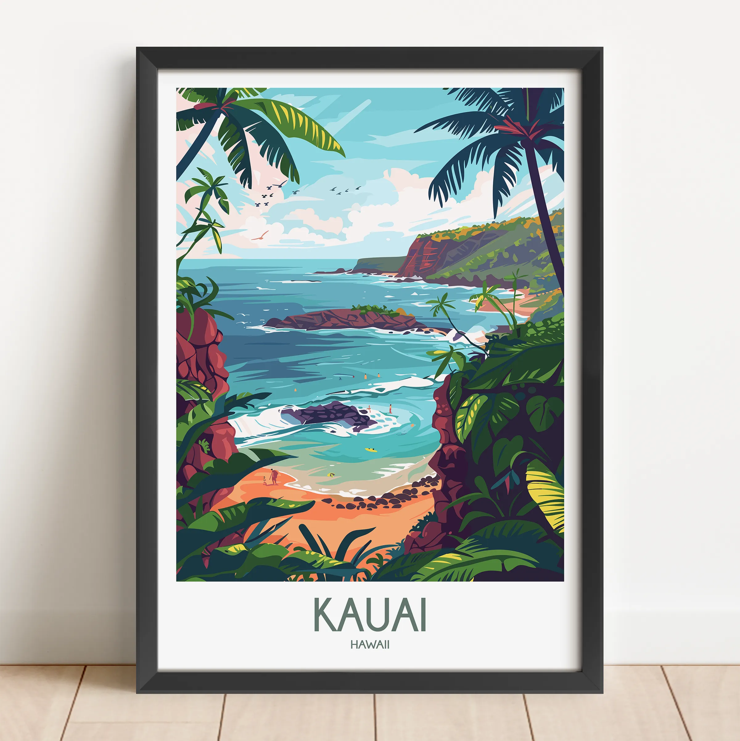 Kauai Retro Travel Illustration