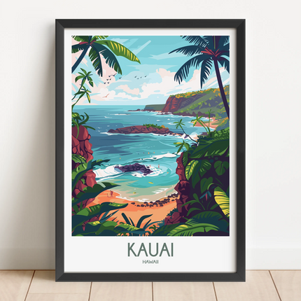 Kauai Retro Travel Illustration