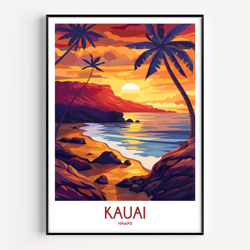 Kauai Retro Travel Illustration