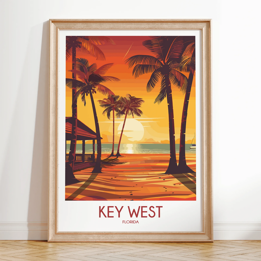 Key West Retro Travel Illustration