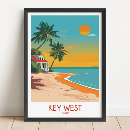 Key West Retro Travel Illustration