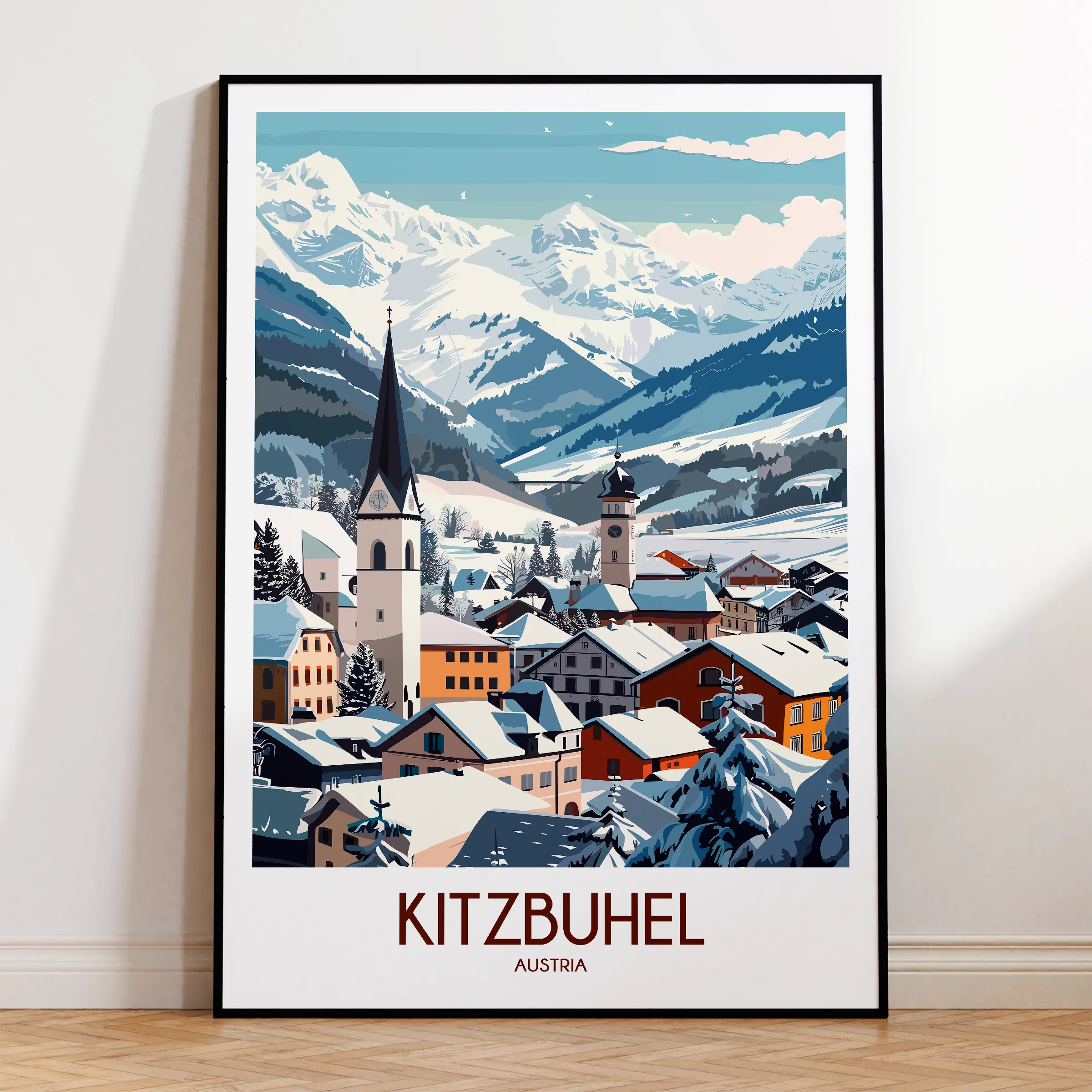 Kitzbuhel Retro Travel Illustration