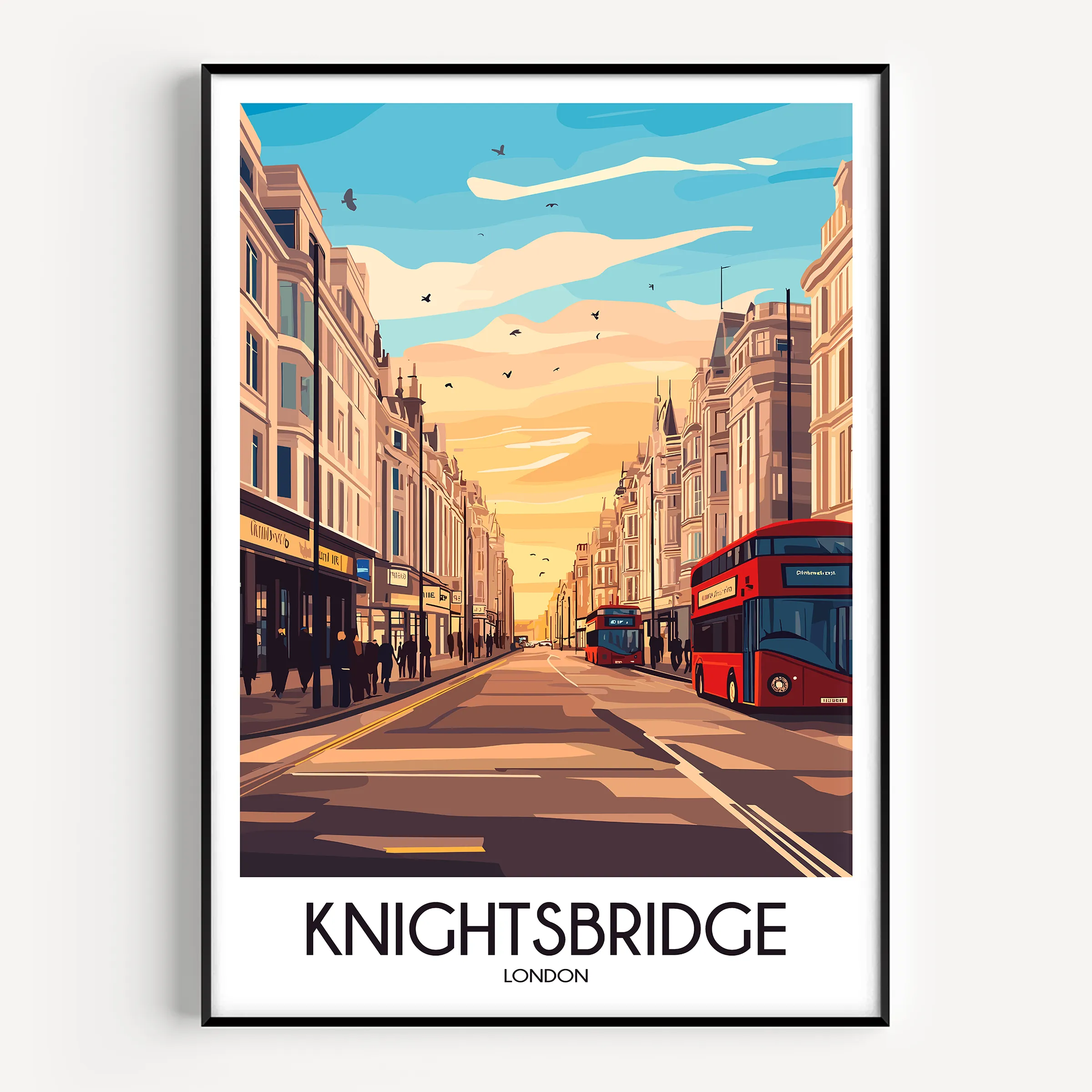 Knightsbridge Retro Travel Illustration