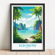 Koh Phi Phi Retro Travel Illustration