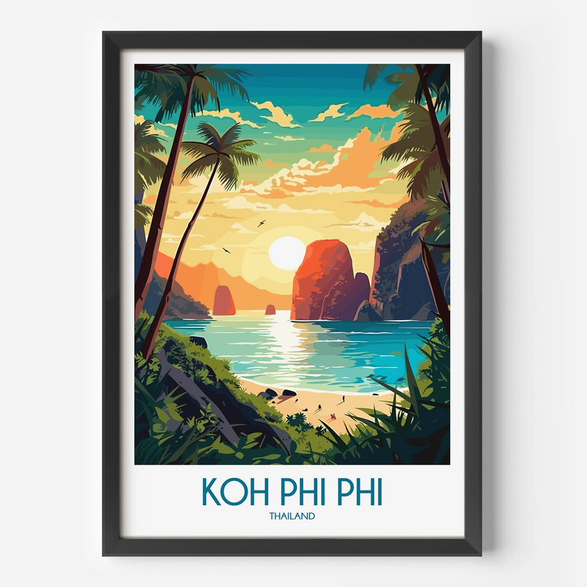 Koh Phi Phi Retro Travel Illustration