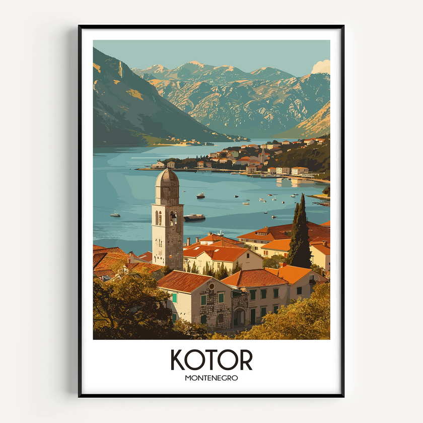 Kotor Retro Travel Illustration