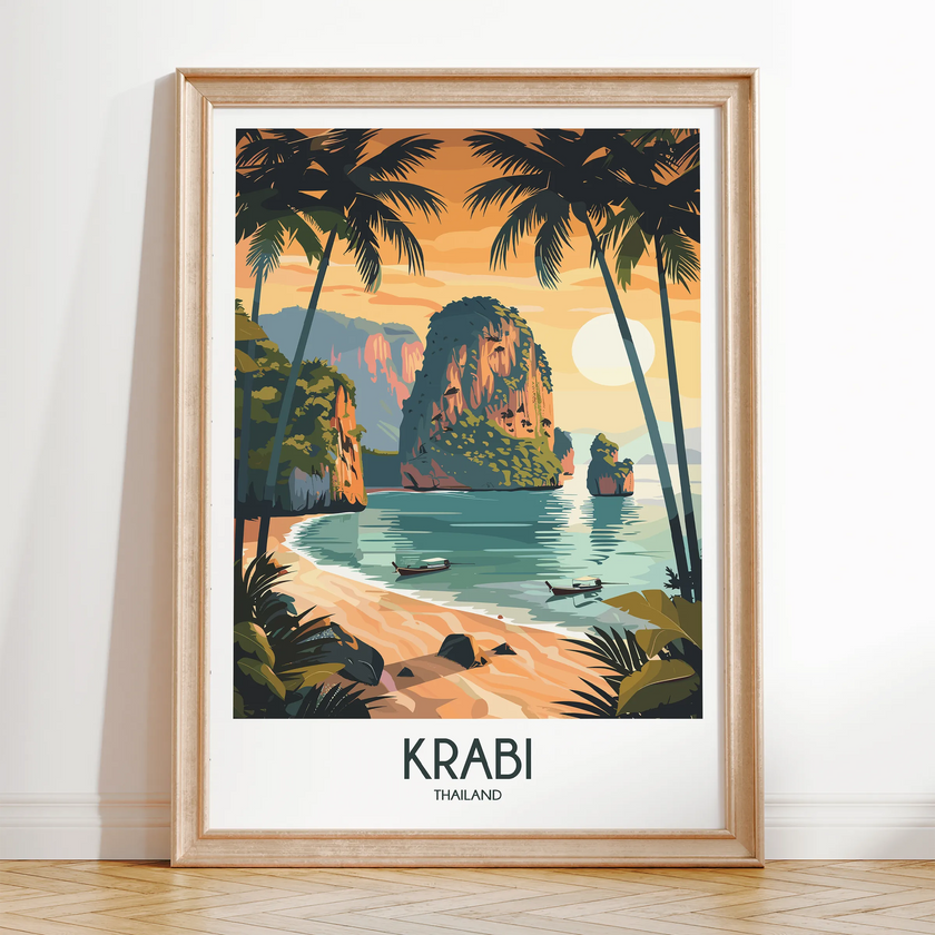 Krabi Retro Travel Illustration