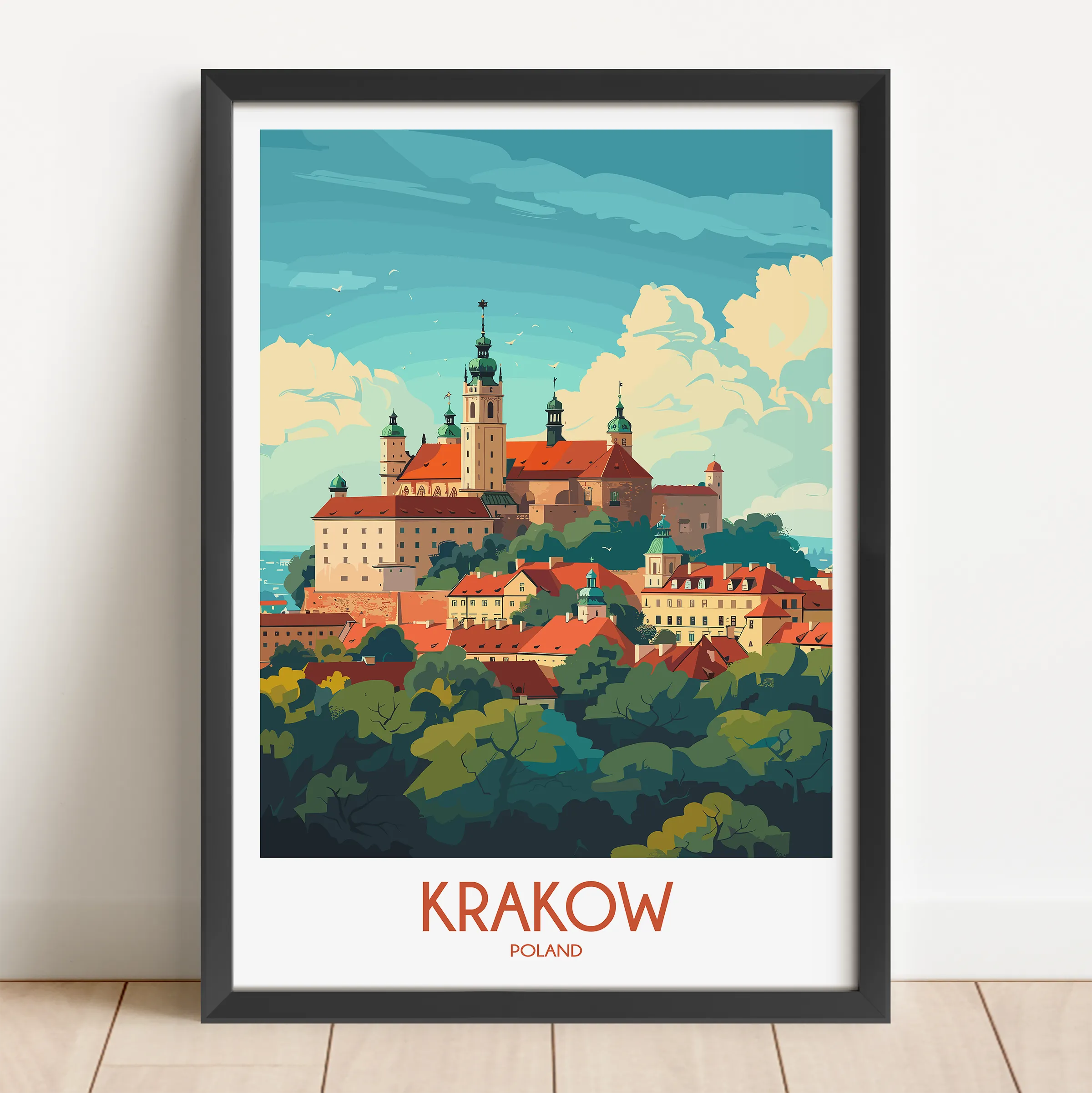 Krakow Modern Travel Poster