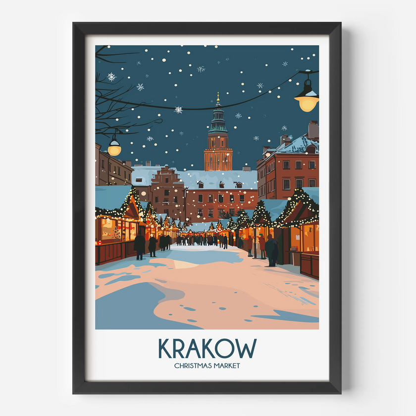 Krakow Retro Travel Illustration