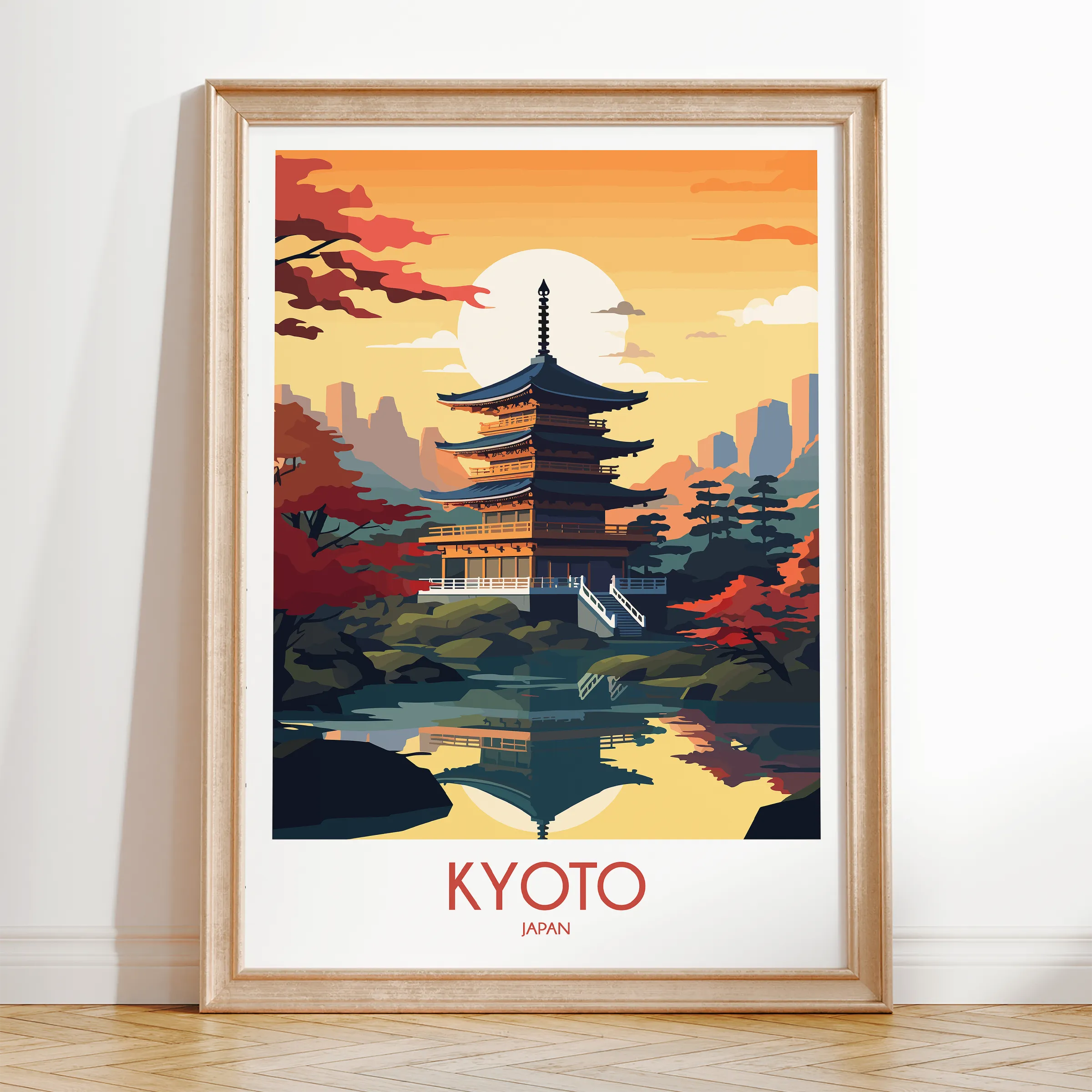 Kyoto Retro Travel Illustration