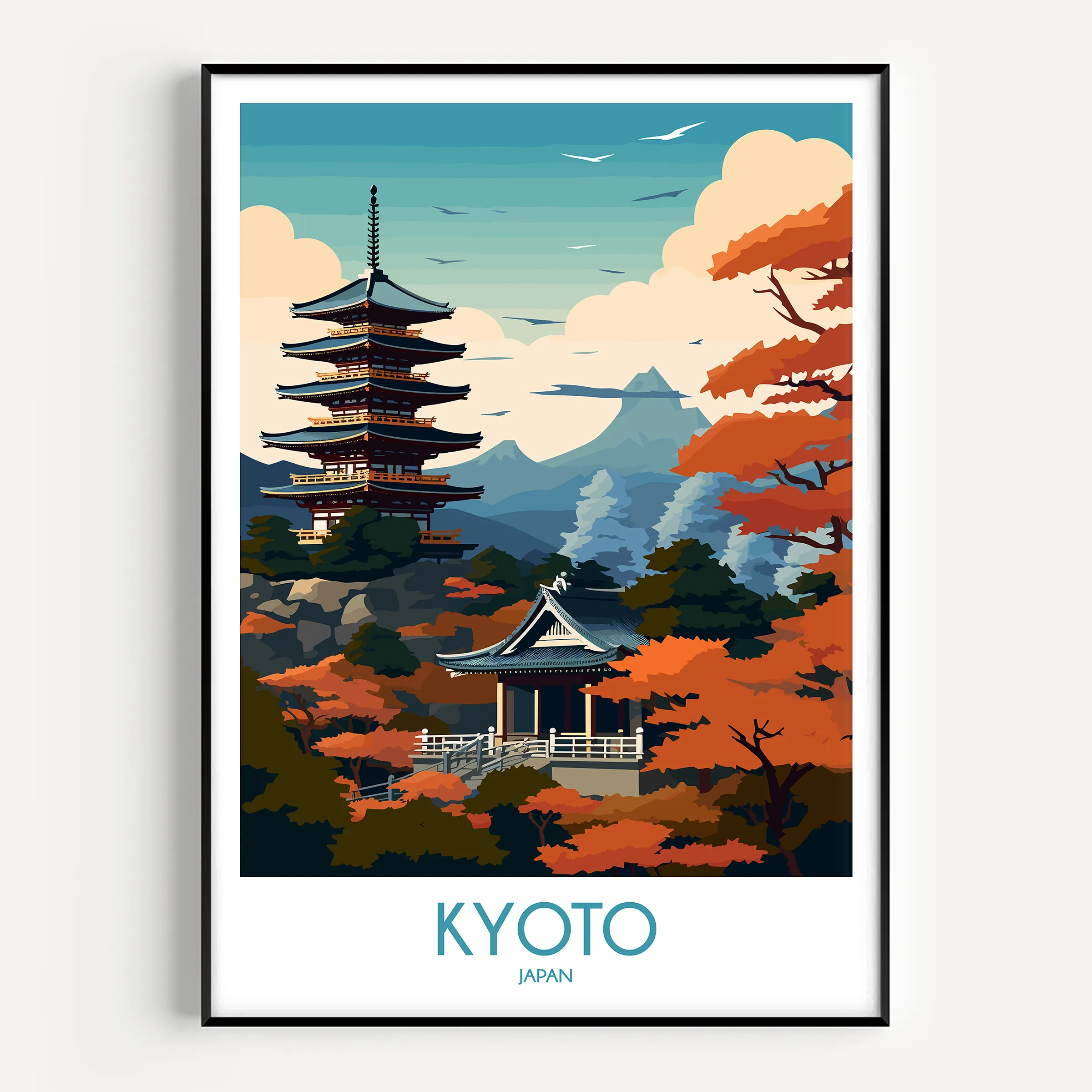 Kyoto Retro Travel Illustration
