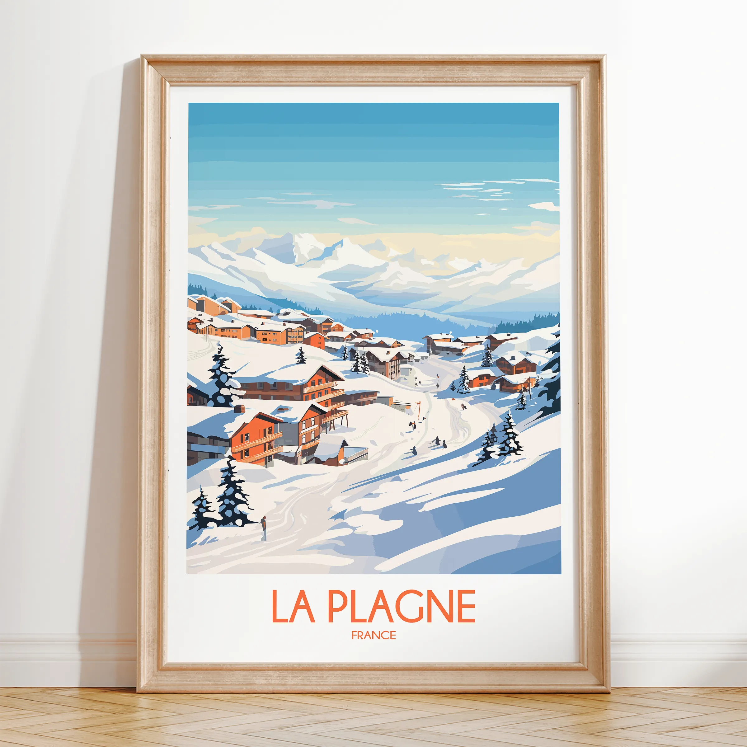 La Plagne Retro Travel Illustration