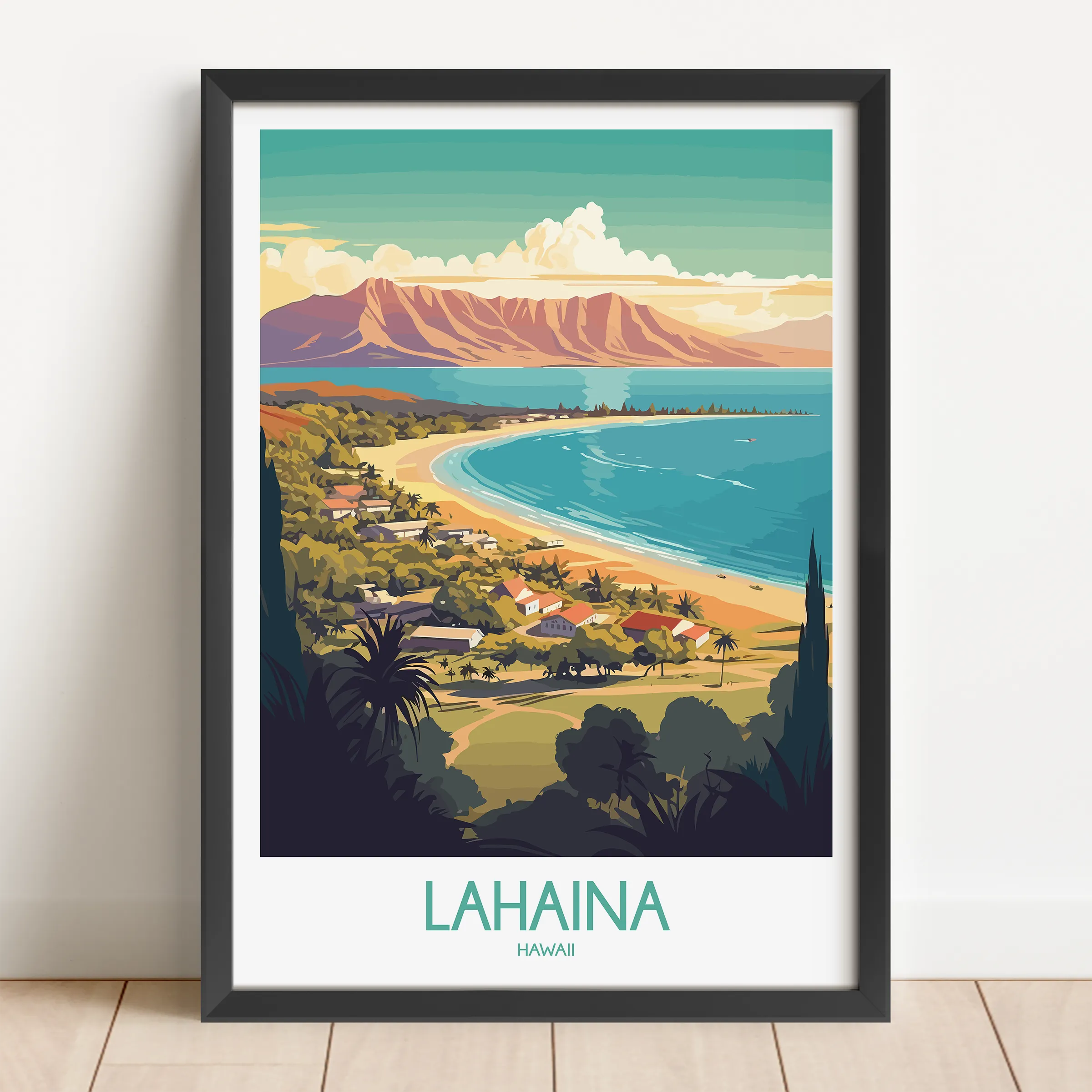 Lahaina Retro Travel Illustration