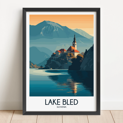Lake Bled Modern Travel Poster