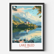 Lake Bled Retro Travel Illustration