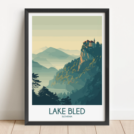 Lake Bled Vintage Style Print