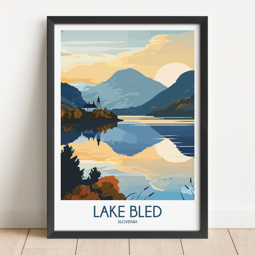 Lake Bled Vintage Style Print