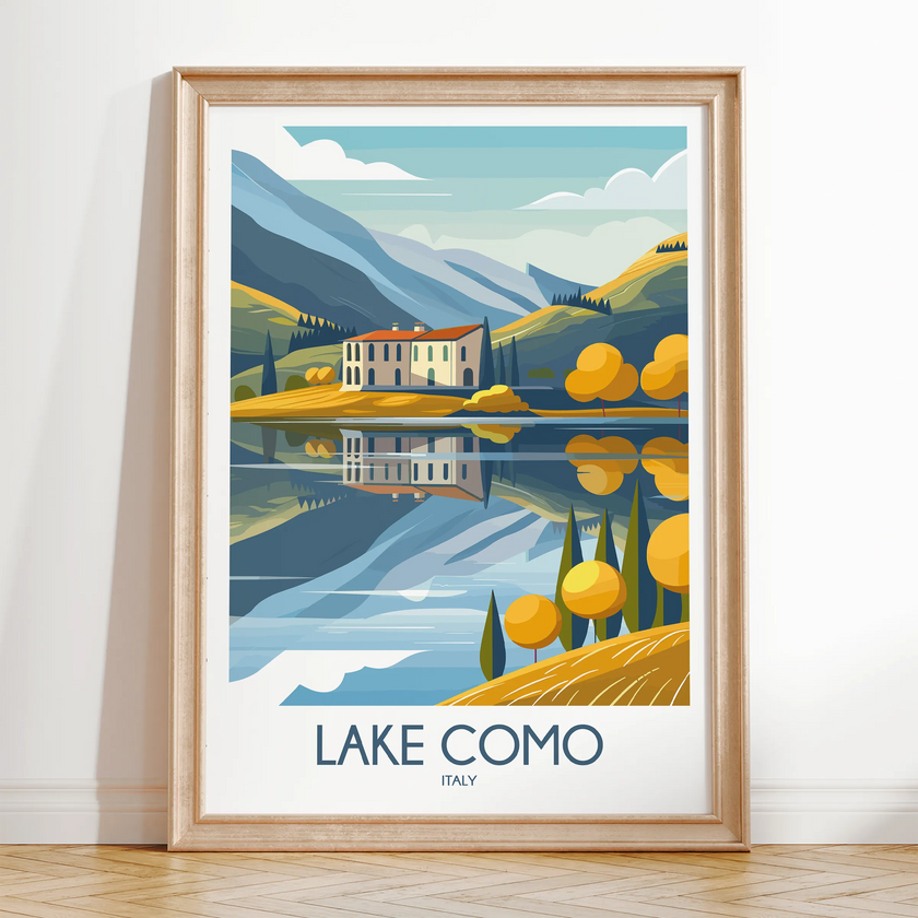 Lake Como Modern Travel Poster