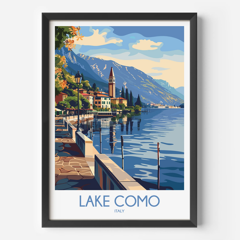 Lake Como Modern Travel Poster